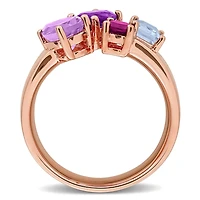 Julianna B Rose Plated Sterling Silver Multi-Gemstone Open Ring