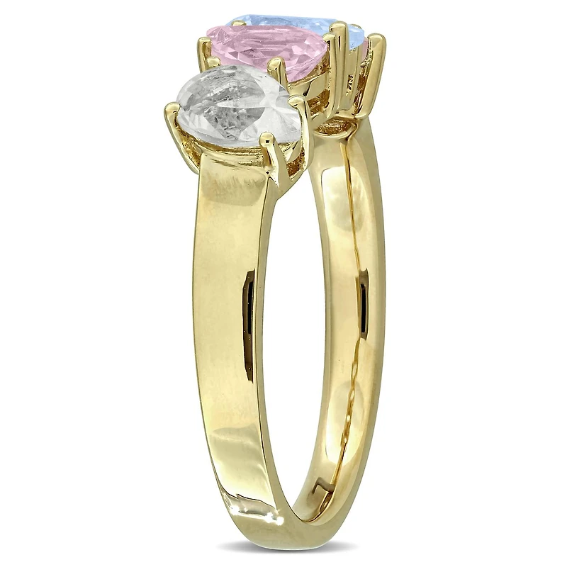 Julianna B Yellow Plated Sterling Silver Multi-Gemstone 4-Stone Ring