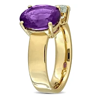 Julianna B Yellow Plated Sterling Silver Multi-Gemstone 3-Stone Open Ring