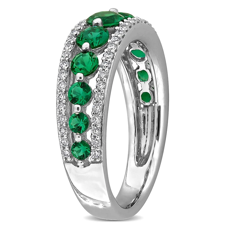 Julianna B 14K White Gold Created Emerald & Lab-Grown Diamond Graduated Ring