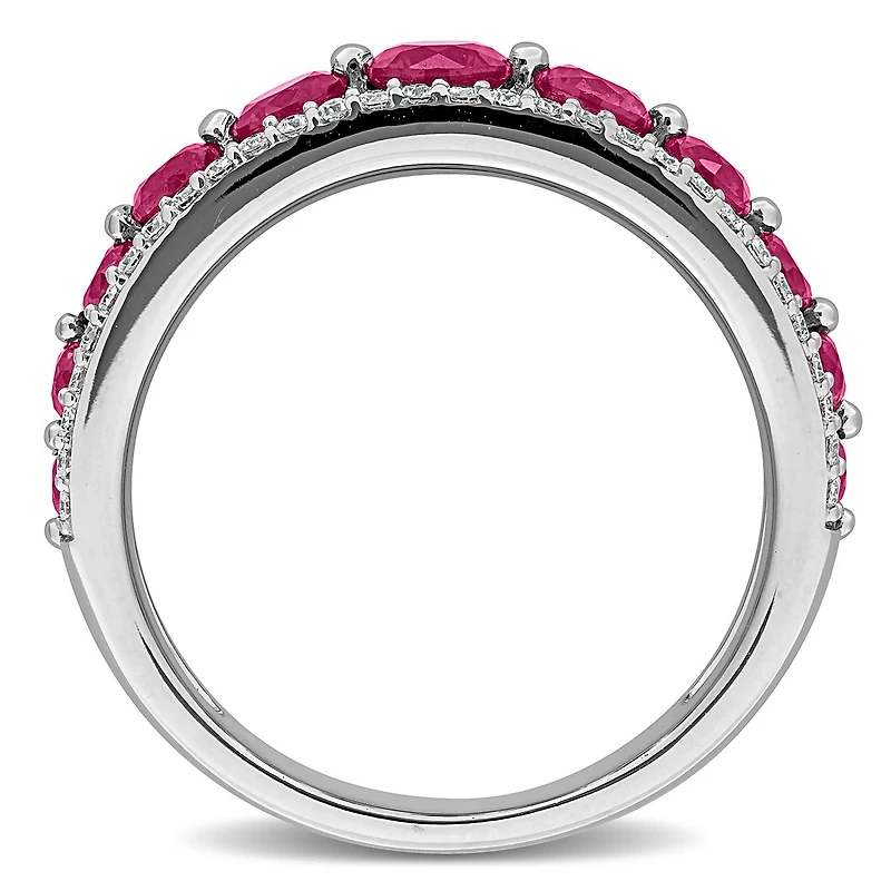 Julianna B 14K White Gold Created Ruby & Lab-Grown Diamond Graduated Ring