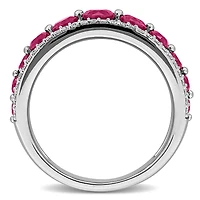 Julianna B 14K White Gold Created Ruby & Lab-Grown Diamond Graduated Ring
