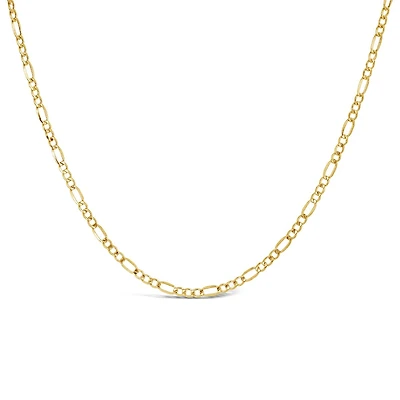14K Yellow Gold 20" 3.5mm Diamond Cut Figaro Chain