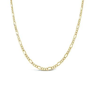 14K Yellow Gold 22" 4.3mm Diamond Cut Figaro Chain