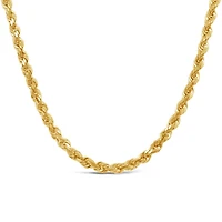 14K Yellow Gold 20" Semi-Solid Diamond Cut Rope Chain