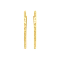 10K Yellow Gold Diamond Cut Hoop Earring