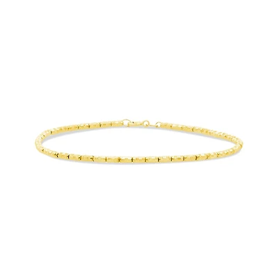 10K Yellow Gold 9" Beaded Anklet