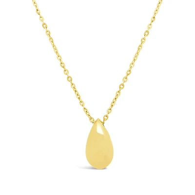 10K Yellow Gold 18" Puffed Tear Drop Pendant