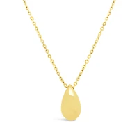 10K Yellow Gold 18" Puffed Tear Drop Pendant