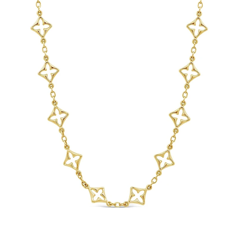10K Yellow Gold 18" Clover Link Necklace
