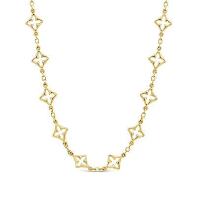 10K Yellow Gold 18" Clover Link Necklace