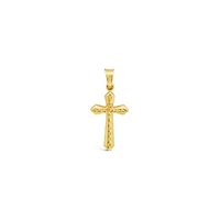 14K Yellow Gold Diamond Cut Cross No Chain