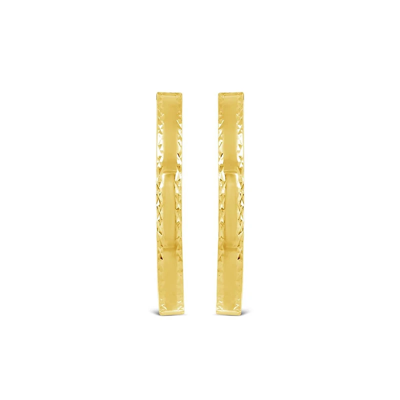 14K Yellow Gold Diamond Cut Hoop Earring