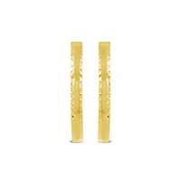 14K Yellow Gold Diamond Cut Hoop Earring
