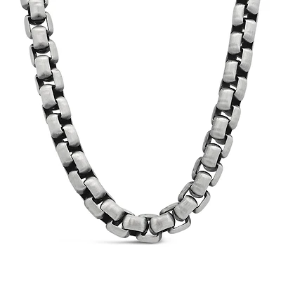 Sterling Silver 22" 6.5mm Venetian Link Chain with Gunmetal Finish