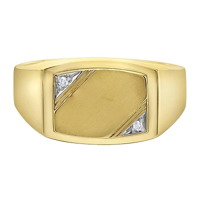 10K Yellow Gold 0.016CTW Canadian Diamond Signet Ring