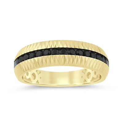 10K Yellow Gold 0.50CTW Men's Black Diamond Ring