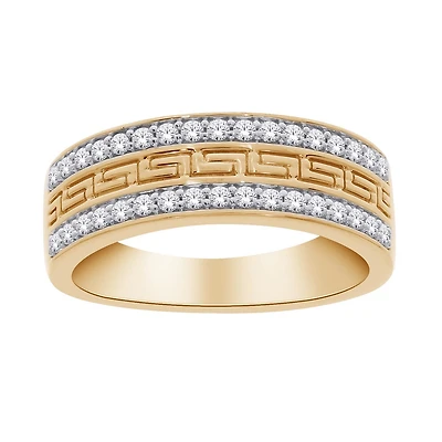 10K Yellow Gold 0.50CTW Diamond Greek Key Ring