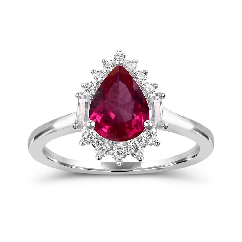 Sterling Silver Created Ruby & Created White Sapphire Ring