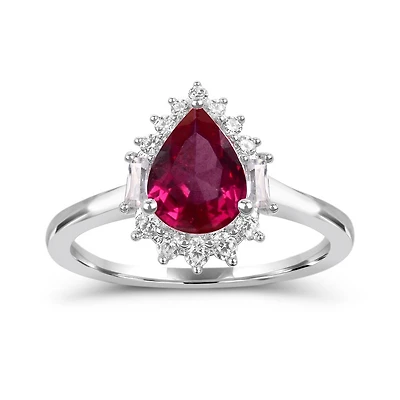 Sterling Silver Created Ruby & Created White Sapphire Ring