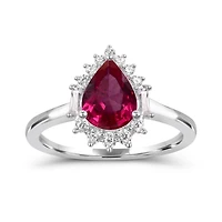 Sterling Silver Created Ruby & Created White Sapphire Ring