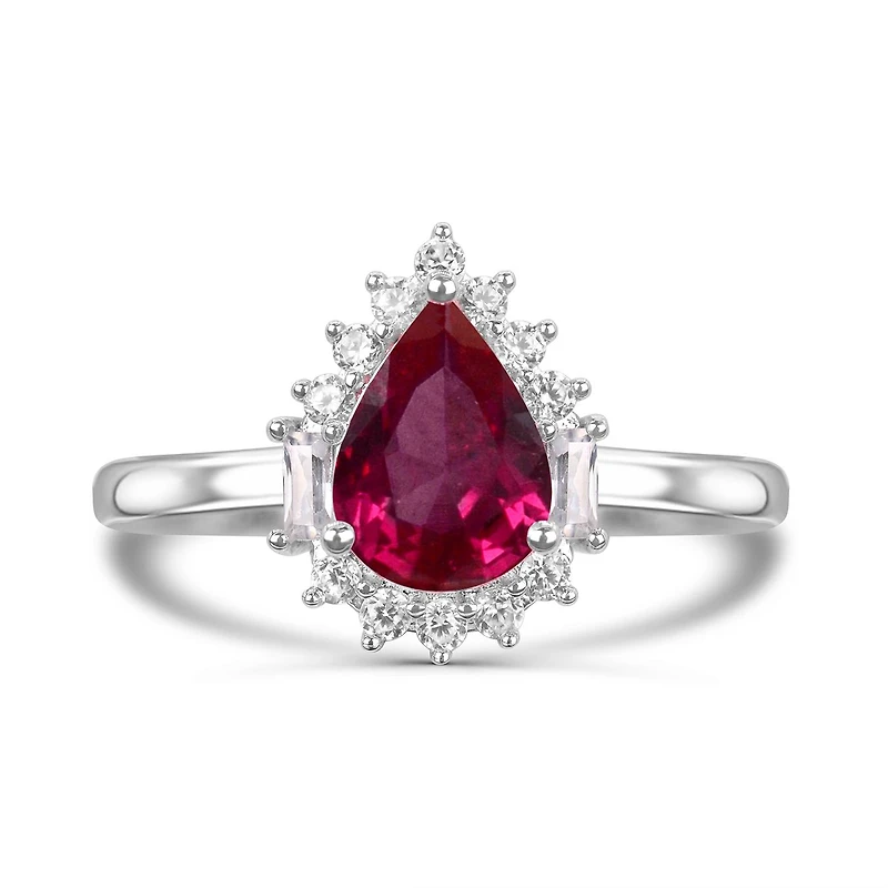 Sterling Silver Created Ruby & Created White Sapphire Ring