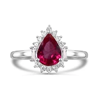 Sterling Silver Created Ruby & Created White Sapphire Ring