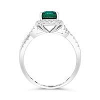 Sterling Silver Created Emerald & Created White Sapphire Ring