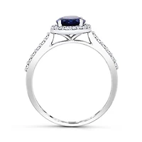 Sterling Silver Created Blue & White Sapphire Ring