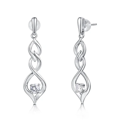 Sterling Silver Cubic Zirconia Twist Drop Earrings