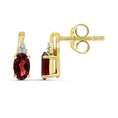 10K Yellow Gold Garnet & Diamond Earrings