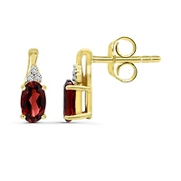 10K Yellow Gold Garnet & Diamond Earrings