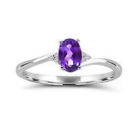 10K White Gold Amethyst & Diamond Ring