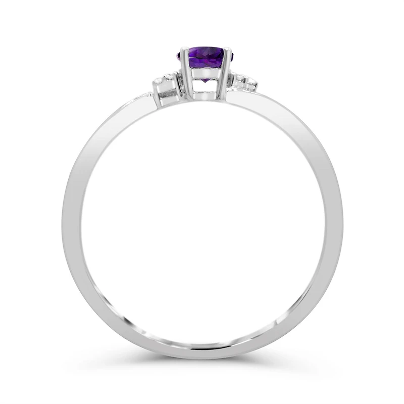 10K White Gold Amethyst & Diamond Ring