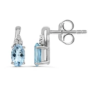 10K White Gold Aquamarine & Diamond Earrings