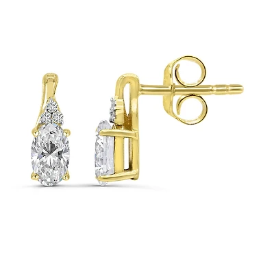 10K Yellow Gold White Topaz & Diamond Earrings