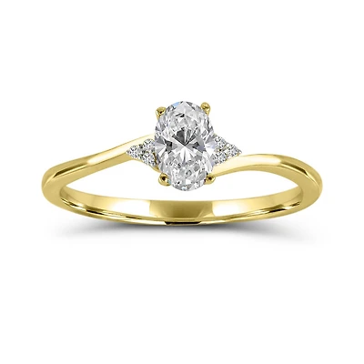 10K Yellow Gold White Topaz & Diamond Ring