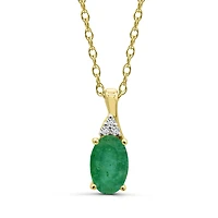 10K Yellow Gold Emerald & Diamond 18" Pendant