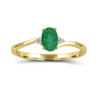 10K Yellow Gold Emerald & Diamond Ring