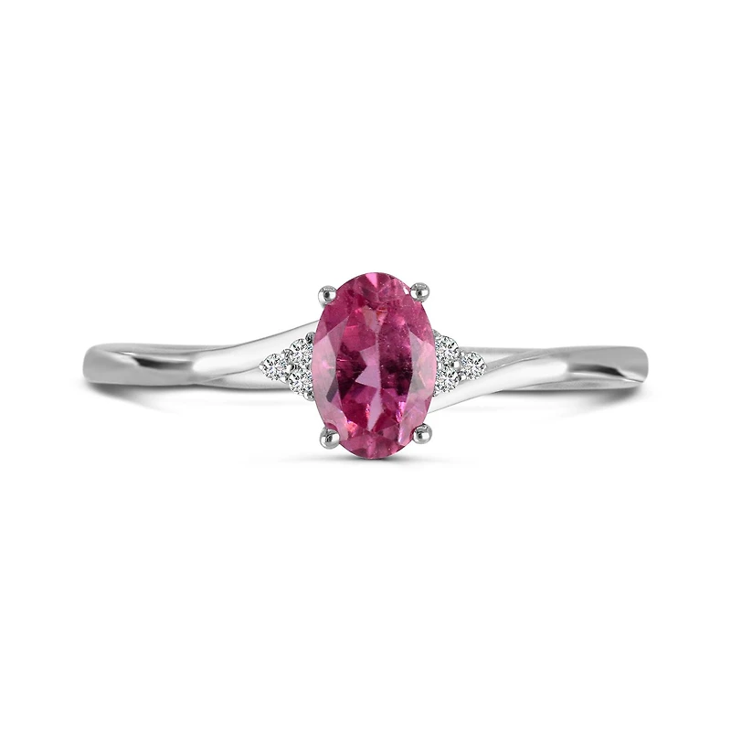 10K White Gold Pink Tourmaline & Diamond Ring