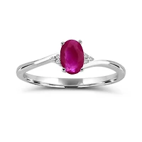 10K White Gold Ruby & Diamond Ring