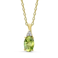 10K Yellow Gold Peridot & Diamond 18" Pendant