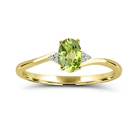 10K Yellow Gold Peridot & Diamond Ring