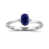 10K White Gold Sapphire & Diamond Ring