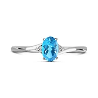 10K White Gold Blue Topaz & Diamond Ring