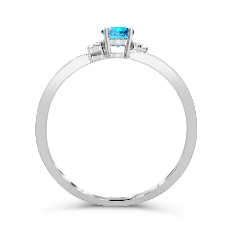 10K White Gold Blue Topaz & Diamond Ring