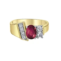 10K Yellow Gold Ruby & Diamond Ring
