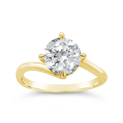 New Brilliance Lab Grown 2.05CTW Diamond Solitaire Offset Ring 14K Yellow Gold