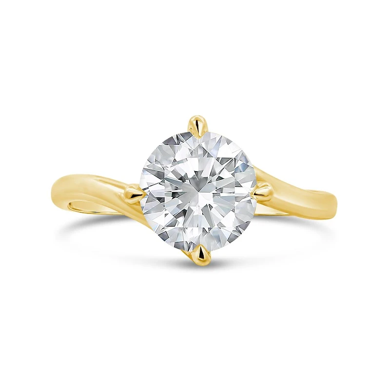 New Brilliance Lab Grown 2.05CTW Diamond Solitaire Offset Ring 14K Yellow Gold