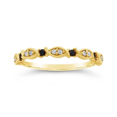 0.15CTW Black & White Diamond Stackable Ring in 10K Yellow Gold